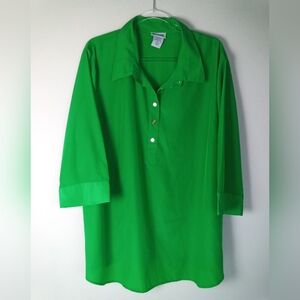 Blair Popover Tunic Top Shift Dress Bright Green Size 2X Cruise Resort